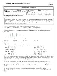Avaliacao 7Âº Ano 4 Numeros Inteiros