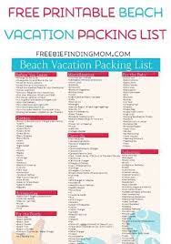free printable beach vacation packing list beach vacation packing beach vacation packing list packing list for vacation