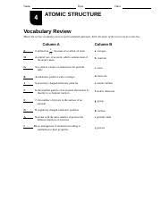 Atomic structure answer key skill practice 8 displaying top 8 worksheets found for this concept. Pearson Ch 4 Vocab Name Date Class Atomic Structure Vocabulary Review Match The Correct Vocabulary Term To Each Numbered Statement Write The Letter Of Course Hero
