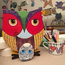 bir kedi gordum sanki instacat cat instaowl owl paintedstones happy happyhours sassidipinti rockart art paint stone painting instagram posts cats