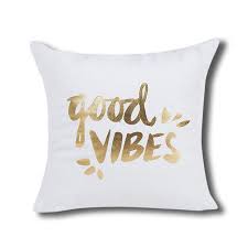 Pillow Kissen White Druck Good Vibes Gold Grosse 45 X 45 Cm Kissen Bedrucken Kissen Chillout Zone