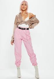 Bershka Black Cargo Pants With Chain Pants In A Pink Hue With Chain Detail And Belt Loop Features And Cargo Style Pink Trousers Outfit Cargo Pants Outfit Pants For Women