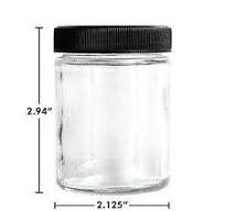 4oz Glass Jar Screw Top - Clear Jar with Black Lid (90 - 9,000 Count)