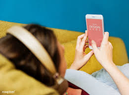 Download Premium Psd Of Woman Using A Phone Mockup On A Sofa 580890 Phone Phone Mockup Mobile Phone