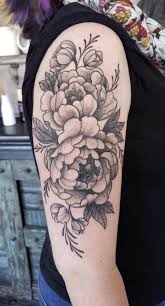 Peonies Done By Brian Savage At Black Lotus Tattooers In Gilbert Az Tattoos Black And White Flower Tattoo Half Sleeve Tattoos Black Peonies Tattoo