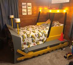Twin Size Bulldozer Bed Plans Plans Only Create A Construction Themed Bedroom For Your Child Perfect For The Diy Woodworking Enthusiast In 2020 Construction Theme Bedroom Bedroom Themes Bed Plans