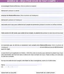Exemple de lettre de fin de contrat pour nounou. Recu Pour Solde De Tout Compte Mentions Contestation Et Signature
