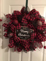 Black And White Deco Mesh Christmas Wreath Plaid Merry Christmas Deco Mesh Wreath Deco Mesh Christmas Wreaths Christmas Wreaths Christmas Mesh Wreaths