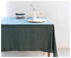 Linen Tablecloth Dark Green Bohemian Tablecloth Free Etsy Table Cloth Linen Tablecloth Green Tablecloth