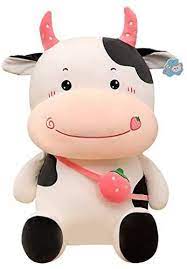 Amazon Com Pretyzoom Cow Stuffed Animal Plush Year Of The Ox Plush Cuddly Stuffed Animal Pillow Withink Strawberry Bedside Ornament In 2021 Animal Pillows Cow Cuddly