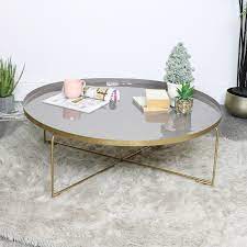 Vintage industrial circle coffee table from the 1960s. Gold Purple Coffee Table Flora Furniture