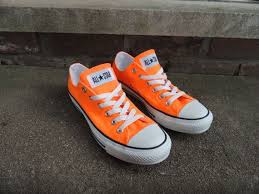 Black And Orange Converse High Tops Bright Orange Converse Chuck Taylor All Star Low Top Size Us Converse Shoes Orange Converse Converse