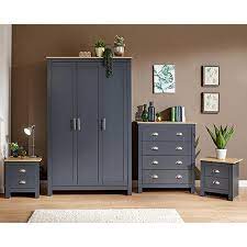 Medina combi white chest of drawer 1 door 4 drawer. Lancaster 3 Dr Wardrobe 4 Dw Chest And Two 2 Dw Bedside Chests Bedroom Furniture Set Freemans