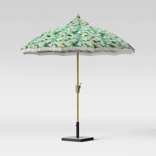 9 Carousel Shape Patio Umbrella Opal Tropical With Fringe White Light Wood Pole Opalhouse In 2020 Patio Umbrella Offset Patio Umbrella Patio