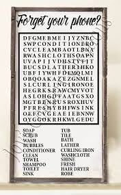 Forget Your Phone Word Search Cross Word Puzzle Sign Etsy Bathroom Signs Word Puzzles Puzzle Frame
