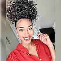 Bangs Bun Afro Puff Clip On Ponytail 2Pcs Afro Puff Drawstring Ponytail  Short Kinky Curly Fluffy