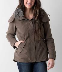 Coffeeshop women's faux fur full zip hoodie. Coffeeshop Anorak Coat Women S Coats Jackets In Deep Truffle Buckle