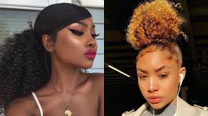 How To Sleek Ponytail Bun On Natural Hair Compilation Youtube Natural Hair Bun Styles Natural Hair Styles Curly Hair Styles