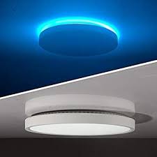 Taloya Led Flush Mount Ceiling Light With Back Atmosphere Light Ice Blue 24w Round Surface Mounted Light Fixture Led Flush Mount Flush Mount Ceiling Lights