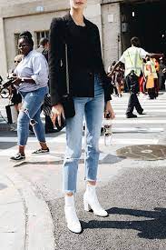 What kind of boots do you wear in fall? How To Wear Ankle Boots With Skinny Jeans White Boots Outfit Boots Outfit Ankle Outfit Botas