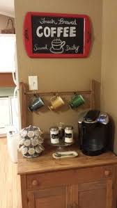 Antique Wash Stand Re Purposed Into A Coffee Bar Spoons Used To Make The Hooks Antique Wash Stand Wash Stand Diy Coffee Station