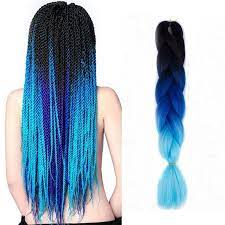 1 Pcs 24 Jumbo Braids Hair Ombre Black Blue Synthetic Braiding Hair Extensions Braided Hairstyles Braid In Hair Extensions Hair Styles