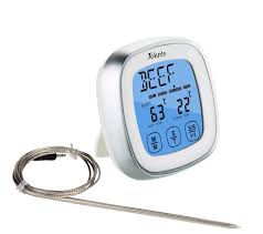 Riesto Digital Meat Thermometer Touchscreen With Timer 2 Probes And Magnetic Kitchen Conversion Chart