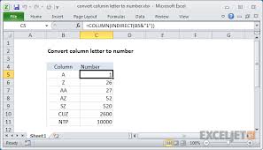 The first part was easy, take each letter in your name and convert it to a number. Excel Formula Convert Column Letter To Number Exceljet