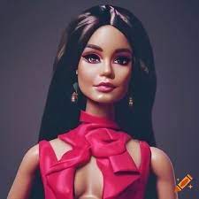 A surreal photo of a barbie doll resembling vanessa hudgens on Craiyon