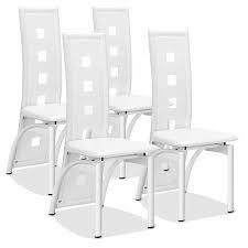 Set Of 4 Dining Chairs Pvc Leather Iron Frame High Back Home Furniture White New Walmart Com High Back Dining Chairs Modern Dining Chairs 4 Dining Chairs