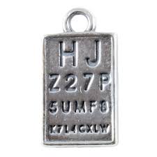 optician eye test chart sterling silver charm