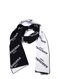 Birds Of A Feather Lyrics Vulfpeck Balenciaga Knit Scarf With Repeating Logo In Black White Modesens Scarf Knit Scarf Logo Scarves