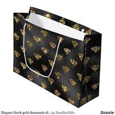 Just add tissue paper, paper shred, bows and ribbons for an impressive final. Elegant Black Gold Diamonds Tiled Wedding Large Gift Bag Zazzle Com Black Gold Diamond Large Gift Bags Diamond Tile