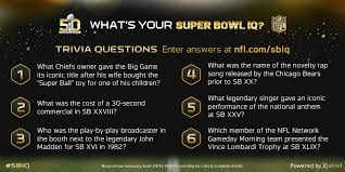 In recent years, the annual super bowl halftime show has almost become as big a draw as the game itself. Nfl Network On Twitter Think You Know Test Your Sbiq Answer Trivia Collect Sb Cards Win Prizes Https T Co Ddazbb0atw Https T Co Ivpvvni6le