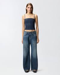 Wide-leg soft denim jeans | Pinko