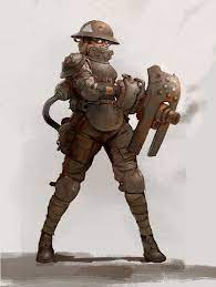 Heavy Gunner Guillaume Menuel Concept Art Characters Dieselpunk Steampunk