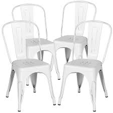 18 Inch Classic Iron Metal Dinning Chair Indoor Outdoor Use Stackable Coffee Chair Distressed White Set Of 4 Walmart Com In 2020 Metal Kitchen Chairs Metal Dining Chairs Dinning Chairs