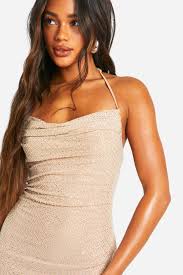 Hotfix Diamante Cowl Neck Mini Dress | boohoo FI