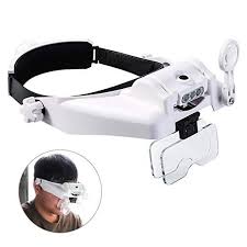 Amazon Com Headband Magnifying Glass With Light Head Mount Magnifier Glasses Visor Handsfree Reading Magnifying Glass Handsfree Miniature Wargaming Magnifier