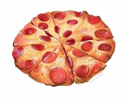 Pepperoni Pizza Watercolor And Colored Pencil Food Illustration By Kendyll Hillegas Packagingillustration Foodillustrati Food Illustrations Food Pizza Art
