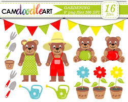 Gardening Clipart Collection Teddy Bear Clipart Watering Can Gardening Tools Bunting Scrapbooking Clipart Cardmaking Clipart Png File By Camdoodleart On Etsy