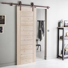 Ensemble Porte Coulissante Horizon Bois Massif 83cm Rail Cottage En Aluminium Porte Coulissante Porte Coulissante Bois Porte Galandage