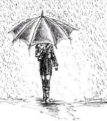 Girl In Rain Rain Art Umbrella Drawing Art