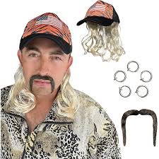 VGbeaty 70s 80s Adult Men Long Curly Black Root Blonde Mullet Mutsache Wig  with Gold Necklace and 6 Earrings Halloween Costume Cosplay Wig :  Amazon.com.au: Toys & Games