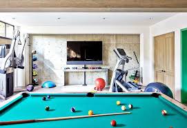Basement Gym And Game Room Contemporary Basement Garage Game Rooms Basement Games Basement Gym