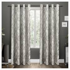 Black And Silver Curtains Set Of 2 96 X54 Branches Linen Blend Grommet Top Window Curtain Panel Dark Gray Exclusive Home Home Curtains Panel Curtains Curtains