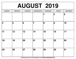 August 2019 Calendar Printable Templates Dowload Calendar Printables Calendar Template August Calendar