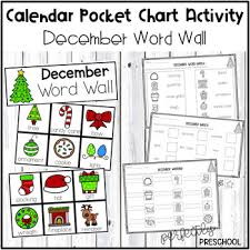 December Word Wall Calendar Pocket Chart Activity