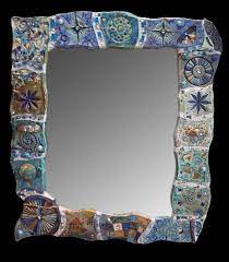 Specchi Incantevoli Pezzi Unici Creati In Ceramica Raku Con Inserimenti Tra I Piu Vari Vetri Bottoni Swarov Ceramic Framed Tile Wall Art Ceramic Wall Art