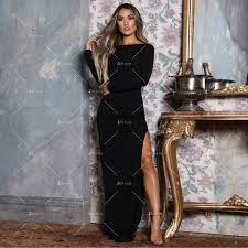 Елегантна дълга рокля с отворен гръб и дълга странична цепка на бедрото  FZ12 на ТОП цена — 4sales